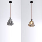 Contemporary Retro Iron & Glass Vase With Etched Design 1-Light Pendant Light For Dining Room