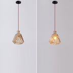 Contemporary Retro Iron & Glass Vase With Etched Design 1-Light Pendant Light For Dining Room