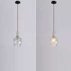 Contemporary Retro Iron & Glass Vase With Etched Design 1-Light Pendant Light For Dining Room