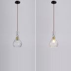 Contemporary Retro Iron & Glass Vase With Etched Design 1-Light Pendant Light For Dining Room