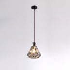 Contemporary Retro Iron & Glass Vase With Etched Design 1-Light Pendant Light For Dining Room