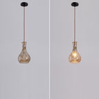 Contemporary Retro Iron & Glass Vase With Etched Design 1-Light Pendant Light For Dining Room