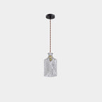 Contemporary Retro Iron & Glass Vase With Etched Design 1-Light Pendant Light For Dining Room