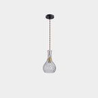 Contemporary Retro Iron & Glass Vase With Etched Design 1-Light Pendant Light For Dining Room