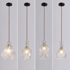 Contemporary Retro Iron & Glass Vase With Etched Design 1-Light Pendant Light For Dining Room