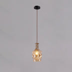 Contemporary Retro Iron & Glass Vase With Etched Design 1-Light Pendant Light For Dining Room