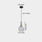 Contemporary Retro Iron & Glass Vase With Etched Design 1-Light Pendant Light For Dining Room