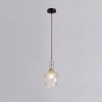Contemporary Retro Iron & Glass Vase With Etched Design 1-Light Pendant Light For Dining Room