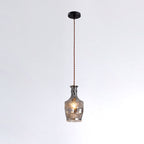 Contemporary Retro Iron & Glass Vase With Etched Design 1-Light Pendant Light For Dining Room