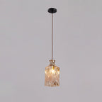 Contemporary Retro Iron & Glass Vase With Etched Design 1-Light Pendant Light For Dining Room