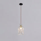 Contemporary Retro Iron & Glass Vase With Etched Design 1-Light Pendant Light For Dining Room