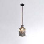 Contemporary Retro Iron & Glass Vase With Etched Design 1-Light Pendant Light For Dining Room