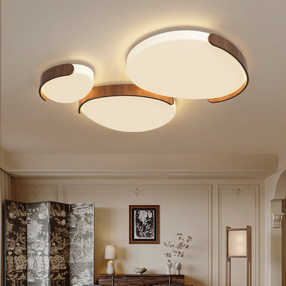 Modern Mid-Century Iron & ABS Pebble Oval LED Flush Mount Ceiling Light For Living Room & Bedroom