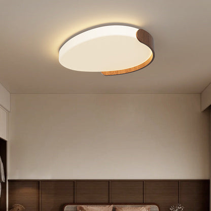 Modern Mid-Century Iron & ABS Pebble Oval LED Flush Mount Ceiling Light For Living Room & Bedroom