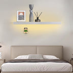 Modern Minimalist Iron Acrylic Linear Shelf LED Wall Sconce Lamp For Living Room & Bedroom