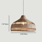 Traditional Farmhouse Weaving Rattan Hollow Cone 1-Light Pendant Light For Dining Room