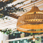 Traditional Farmhouse Weaving Rattan Hollow Cone 1-Light Pendant Light For Dining Room