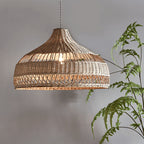 Traditional Farmhouse Weaving Rattan Hollow Cone 1-Light Pendant Light For Dining Room