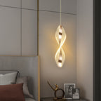Modern Luxury Aluminum Iron Acrylic Spiral LED Pendant Light For Bedroom Bedside