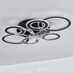 Contemporary Nordic Iron Acrylic Circle LED Semi-flush Mount Ceiling Fan Light for Living Room & Bedroom