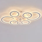 Contemporary Nordic Iron Acrylic Circle LED Semi-flush Mount Ceiling Fan Light for Living Room & Bedroom