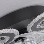 Contemporary Nordic Iron Acrylic Circle LED Semi-flush Mount Ceiling Fan Light for Living Room & Bedroom