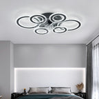 Contemporary Nordic Iron Acrylic Circle LED Semi-flush Mount Ceiling Fan Light for Living Room & Bedroom