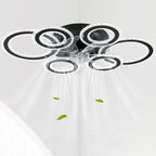 Contemporary Nordic Iron Acrylic Circle LED Semi-flush Mount Ceiling Fan Light for Living Room & Bedroom