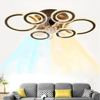 Contemporary Nordic Iron Acrylic Circle LED Semi-flush Mount Ceiling Fan Light for Living Room & Bedroom
