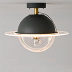 Contemporary Creative Kids Iron Resin & Acrylic Astronaut Globe LED Semi-Flush Mount Ceiling Light For Bedroom