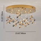 Modern Luxury Stainless Steel & Crystal Butterfly Round LED Flush Mount Ceiling Light for Living Room & Bedroom