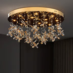 Modern Luxury Stainless Steel & Crystal Butterfly Round LED Flush Mount Ceiling Light for Living Room & Bedroom