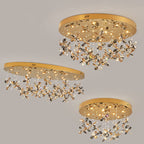 Modern Luxury Stainless Steel & Crystal Butterfly Round LED Flush Mount Ceiling Light for Living Room & Bedroom