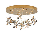 Modern Luxury Stainless Steel & Crystal Butterfly Round LED Flush Mount Ceiling Light for Living Room & Bedroom