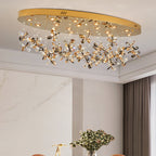 Modern Luxury Stainless Steel & Crystal Butterfly Round LED Flush Mount Ceiling Light for Living Room & Bedroom