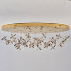 Modern Luxury Stainless Steel & Crystal Butterfly Round LED Flush Mount Ceiling Light for Living Room & Bedroom