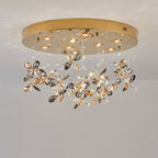 Modern Luxury Stainless Steel & Crystal Butterfly Round LED Flush Mount Ceiling Light for Living Room & Bedroom