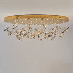 Modern Luxury Stainless Steel & Crystal Butterfly Round LED Flush Mount Ceiling Light for Living Room & Bedroom