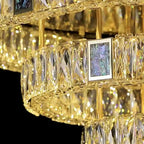 Modern Luxury Shell Stainless Steel & Crystal Round Multi-Layered LED Flush Mount Ceiling Light For Bedroom & Living Room