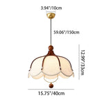 Traditional French Metal Linen & Wood Floral 1-Light Pendant Light For Dining Room
