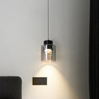 Modern Minimalist Aluminum & Glass Cylindrical Liftable LED Pendant Light For Dining Room & Bedside