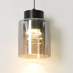 Modern Minimalist Aluminum & Glass Cylindrical Liftable LED Pendant Light For Dining Room & Bedside