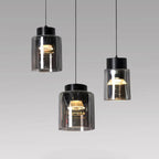 Modern Minimalist Aluminum & Glass Cylindrical Liftable LED Pendant Light For Dining Room & Bedside