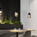 Modern Minimalist Aluminum & Glass Cylindrical Liftable LED Pendant Light For Dining Room & Bedside