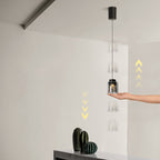 Modern Minimalist Aluminum & Glass Cylindrical Liftable LED Pendant Light For Dining Room & Bedside