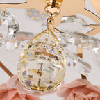 Traditional French Ceramic Crystal Iron Rose & Branch 6/7/8 Light LED Semi-flush Mount Ceiling Light for Living Room & Bedroom BulbSquare