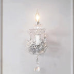 Traditional French Crystal Glass Candelabra Spiral 1/2-Light Wall Sconce Lamp For Bedroom & Living Room