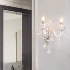 Traditional French Crystal Glass Candelabra Spiral 1/2-Light Wall Sconce Lamp For Bedroom & Living Room
