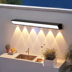 Modern Minimalist Solar Waterproof Motion Sensor Acrylic Aluminum & Stainless Steel Rectangular LED Wall Sconce Lamp For Outdoor Patio
