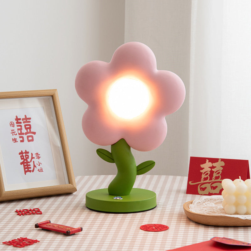 Lumendat Contemporary Creative USB Kids Resin And Iron Floral LED Table Lamp For Bedroom Lumendat